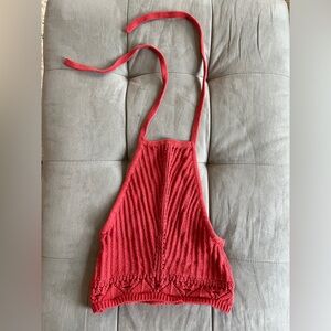 Sky and Sparrow Red Ribbed Tank Top